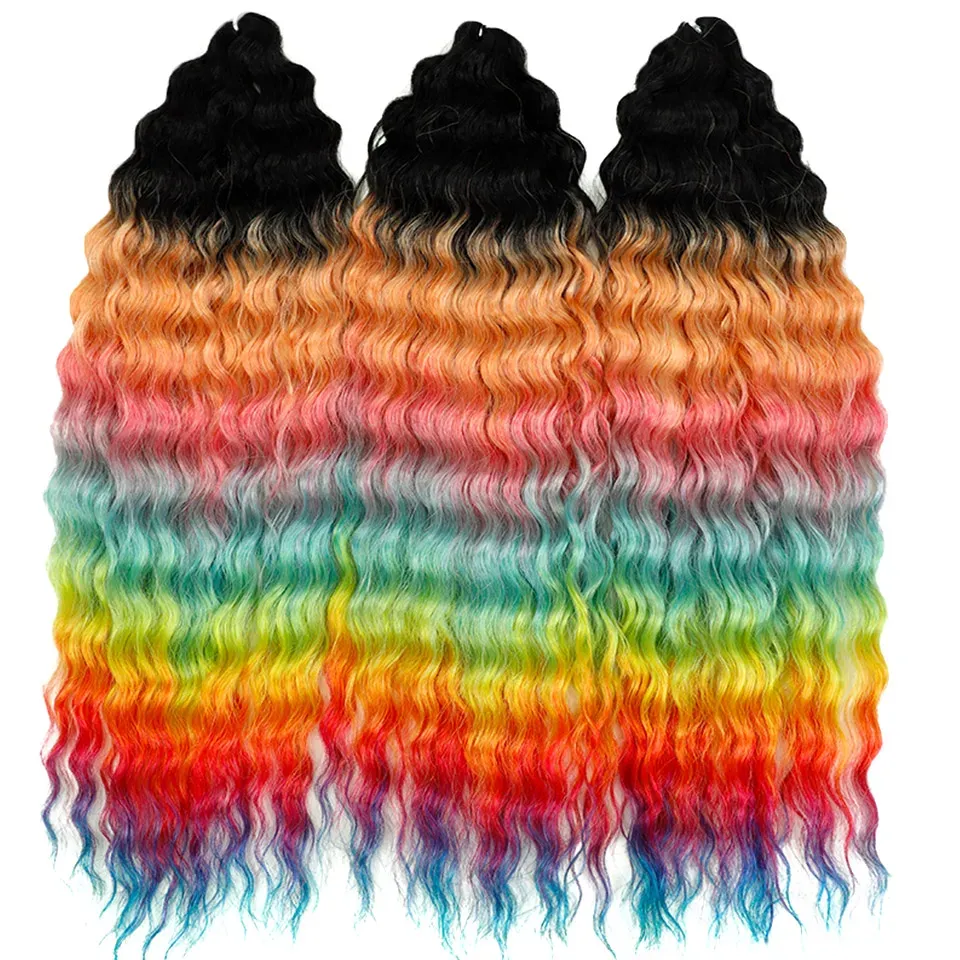 Омбре къдрици за кроше с естествен обем, 22 инча