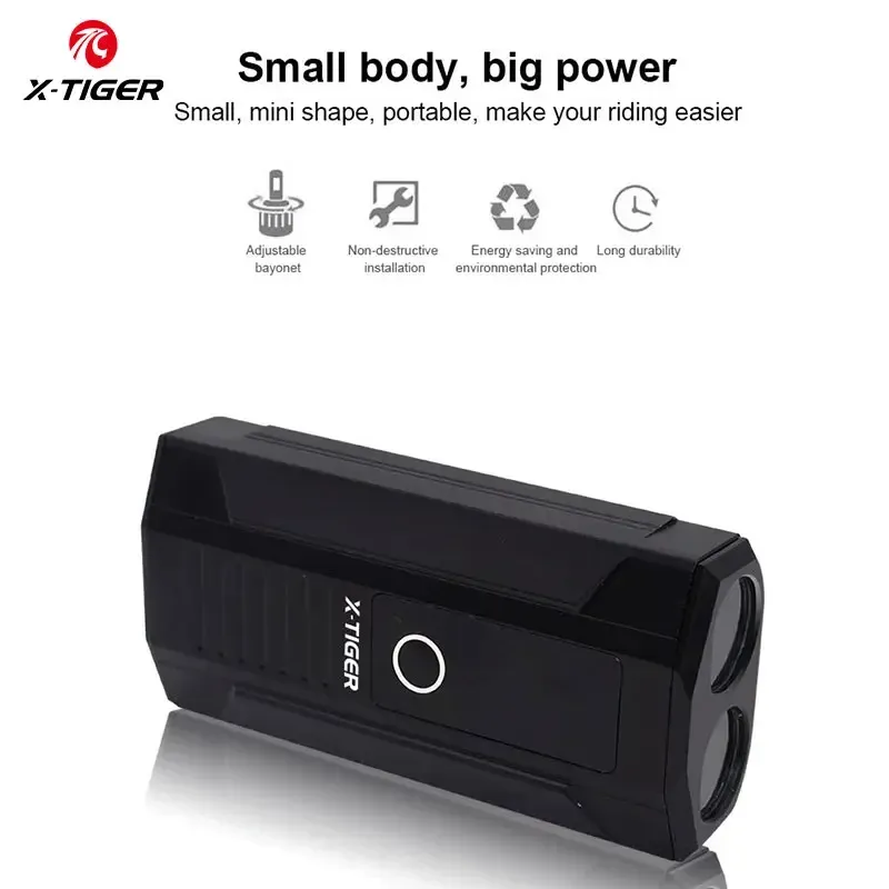 Акумулаторен велосипедeн фар X-TIGER с заден светлинен комплект