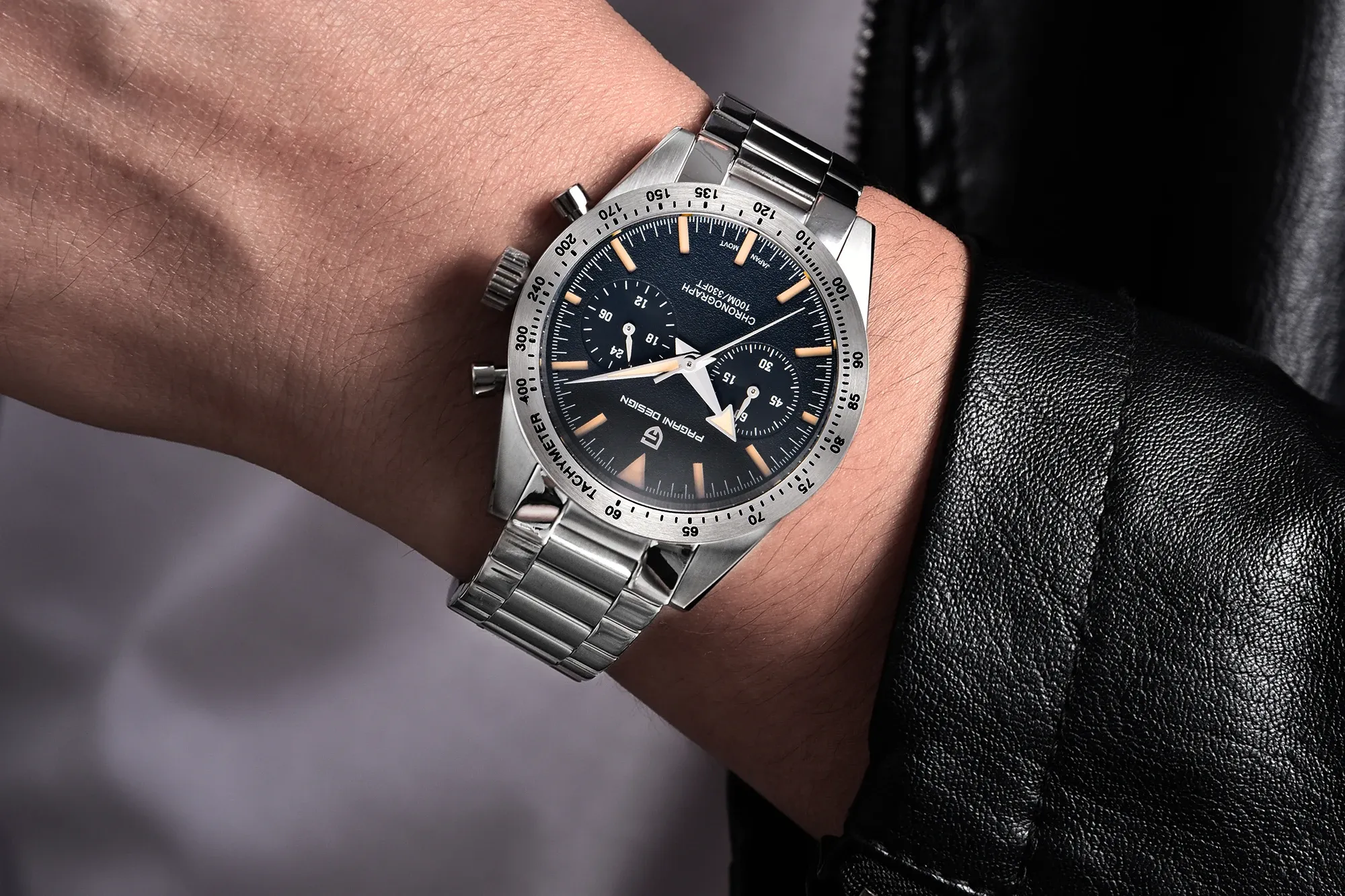 Пагани кварцов ретро хронограф със сапфир и стомана