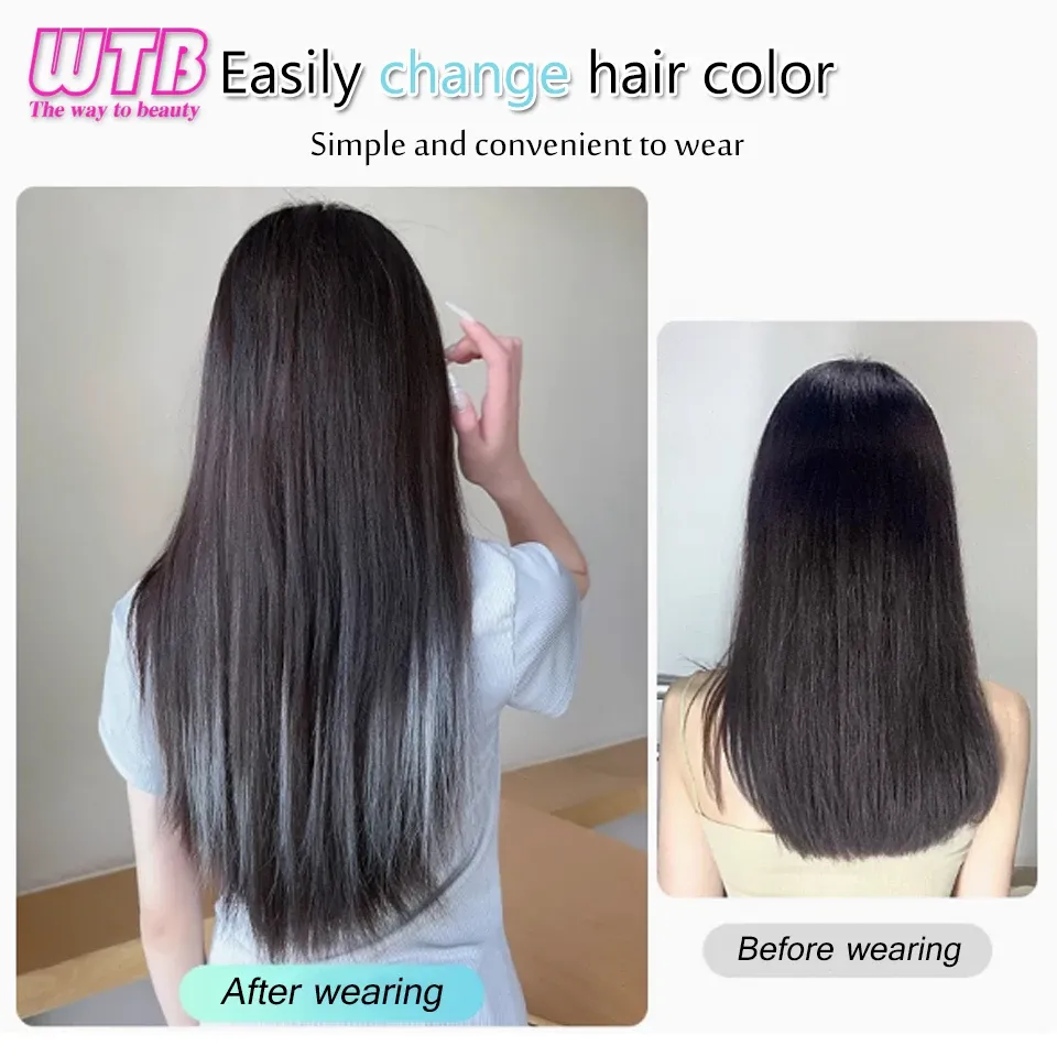 Скрит клипс удължение с прави синтетични влакна и 4 щипки