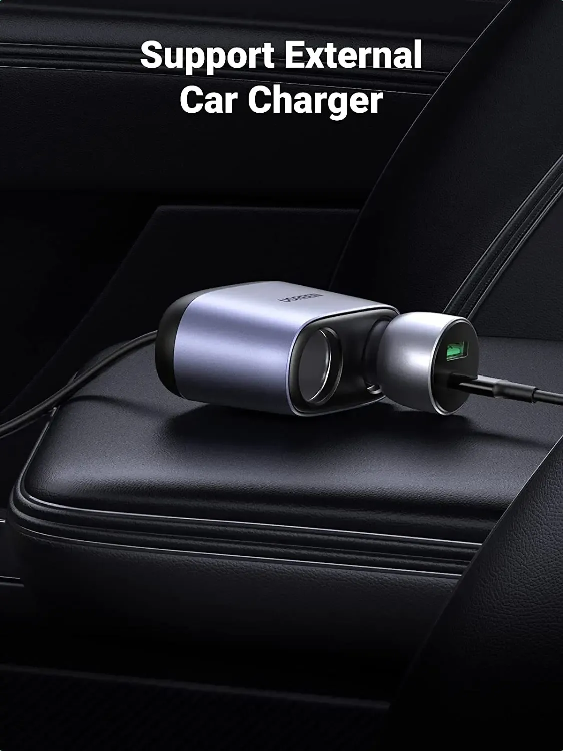 UGREEN 216W автомобилно зарядно с двоен USB и разширителни портове