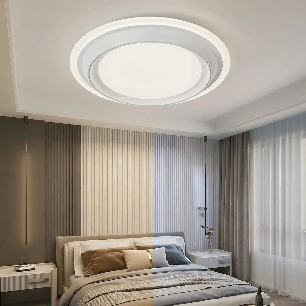 Бял плафон-вентилатор с LED осветление