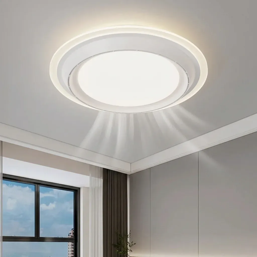 Бял плафон-вентилатор с LED светлина