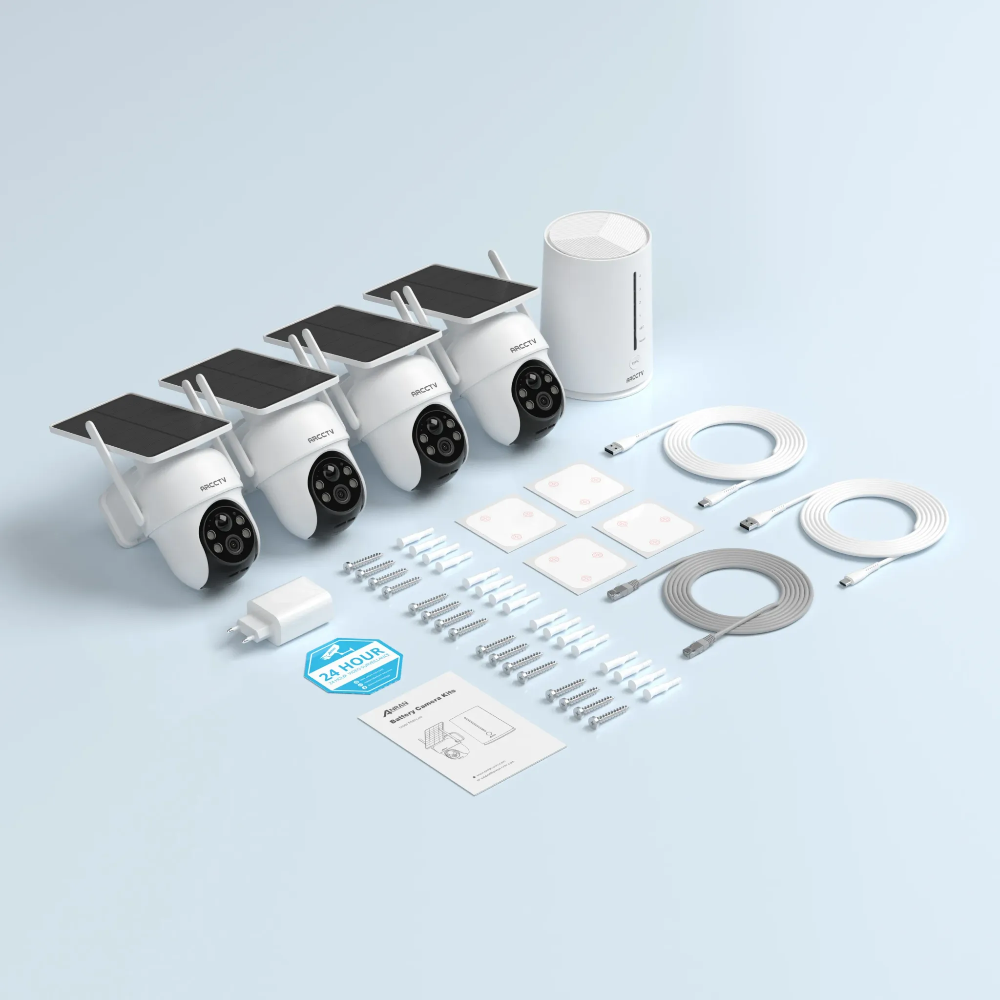 Комплект соларни PTZ камери ANRAN 2K с 4 канала и сирена