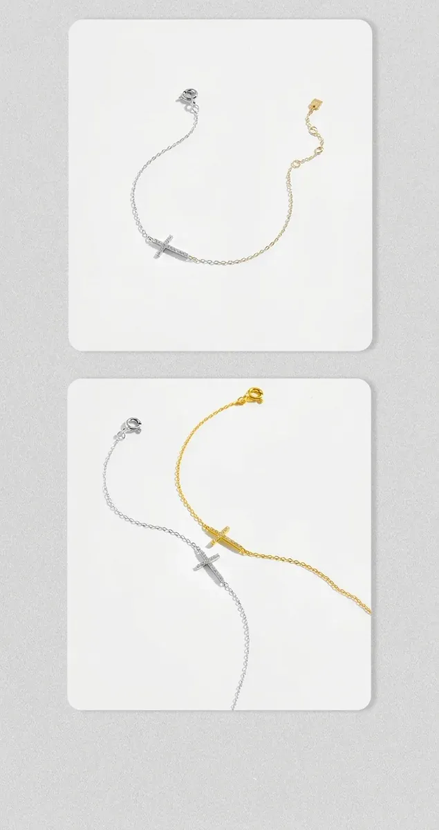 Сребърна и златна гривна с кръст