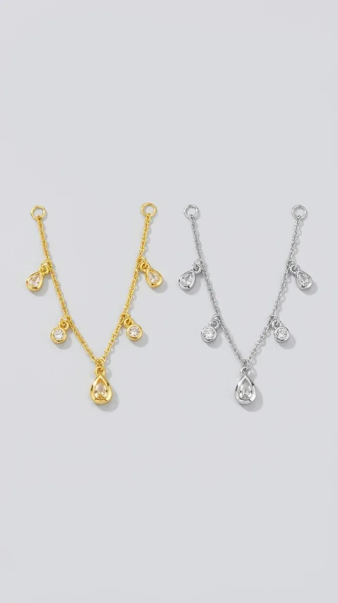 Две сребърни и златни верижки за обеци