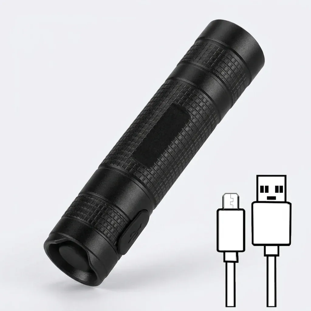 Компактен черен UV фенер с кабел