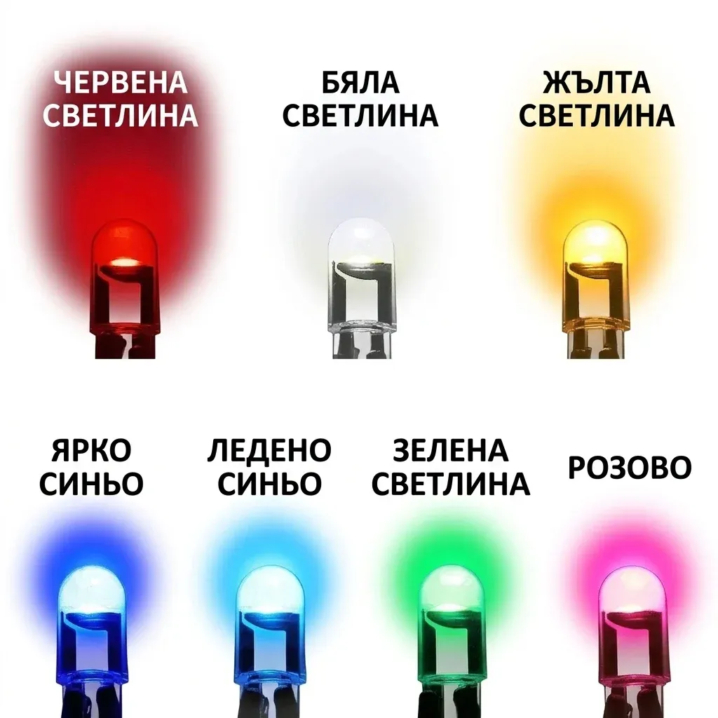 T10 W5W LED крушки в различни цветове