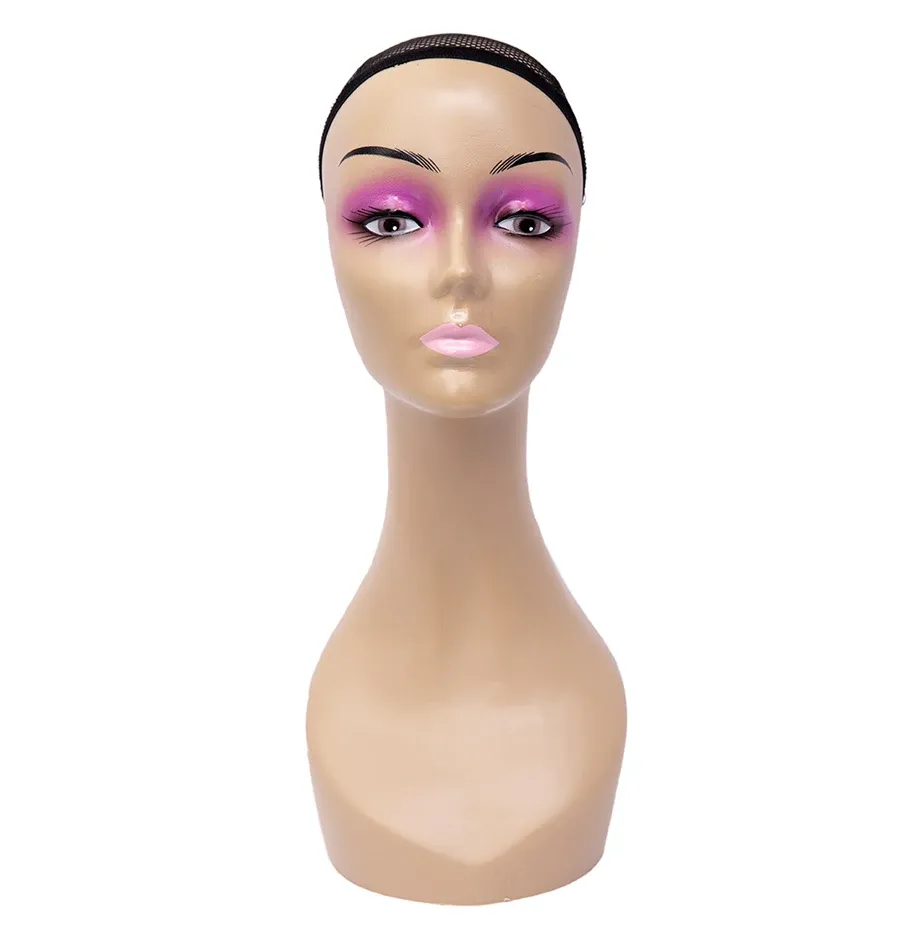 Реалистична дамска глава-манекен за перуки и аксесоари