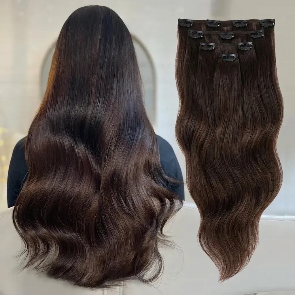 Тъмнокафяви Remy клипс екстеншъни