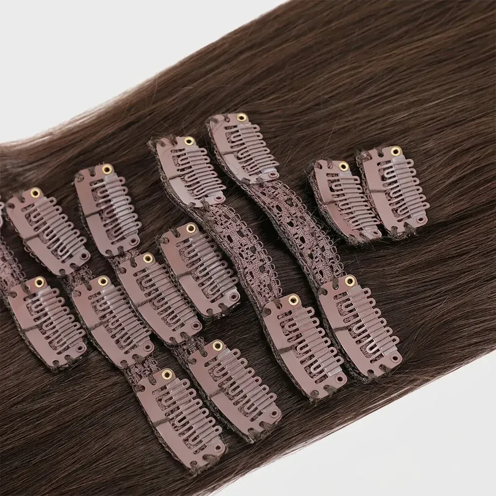 Тъмно кафяви Remy клипс екстеншъни