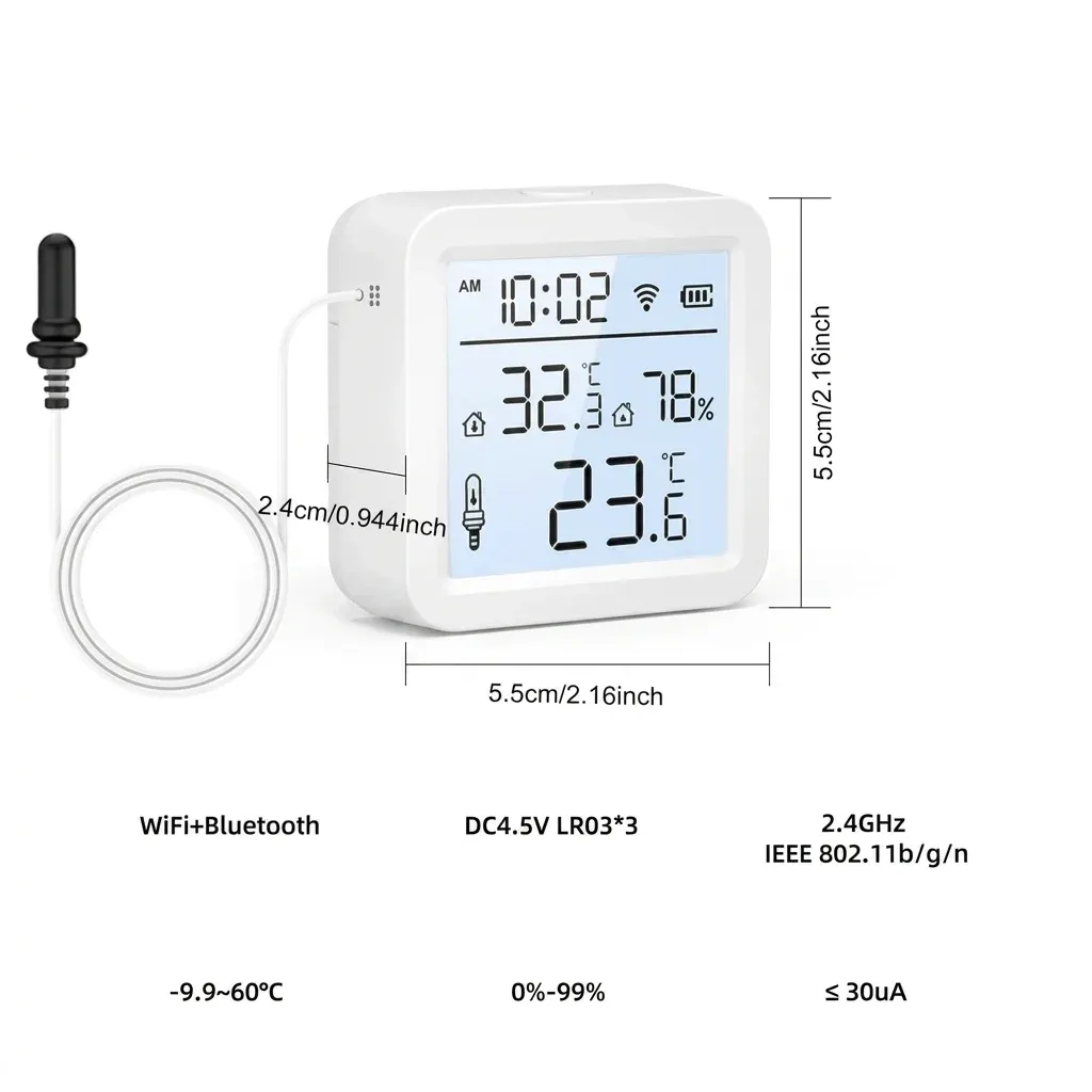 Tuya Wi‑Fi термометър с външна сонда