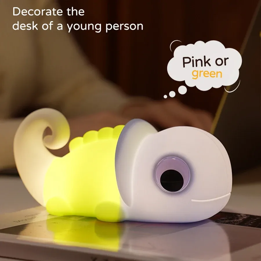 Силиконова нощна лампа хамелеон с USB зареждане