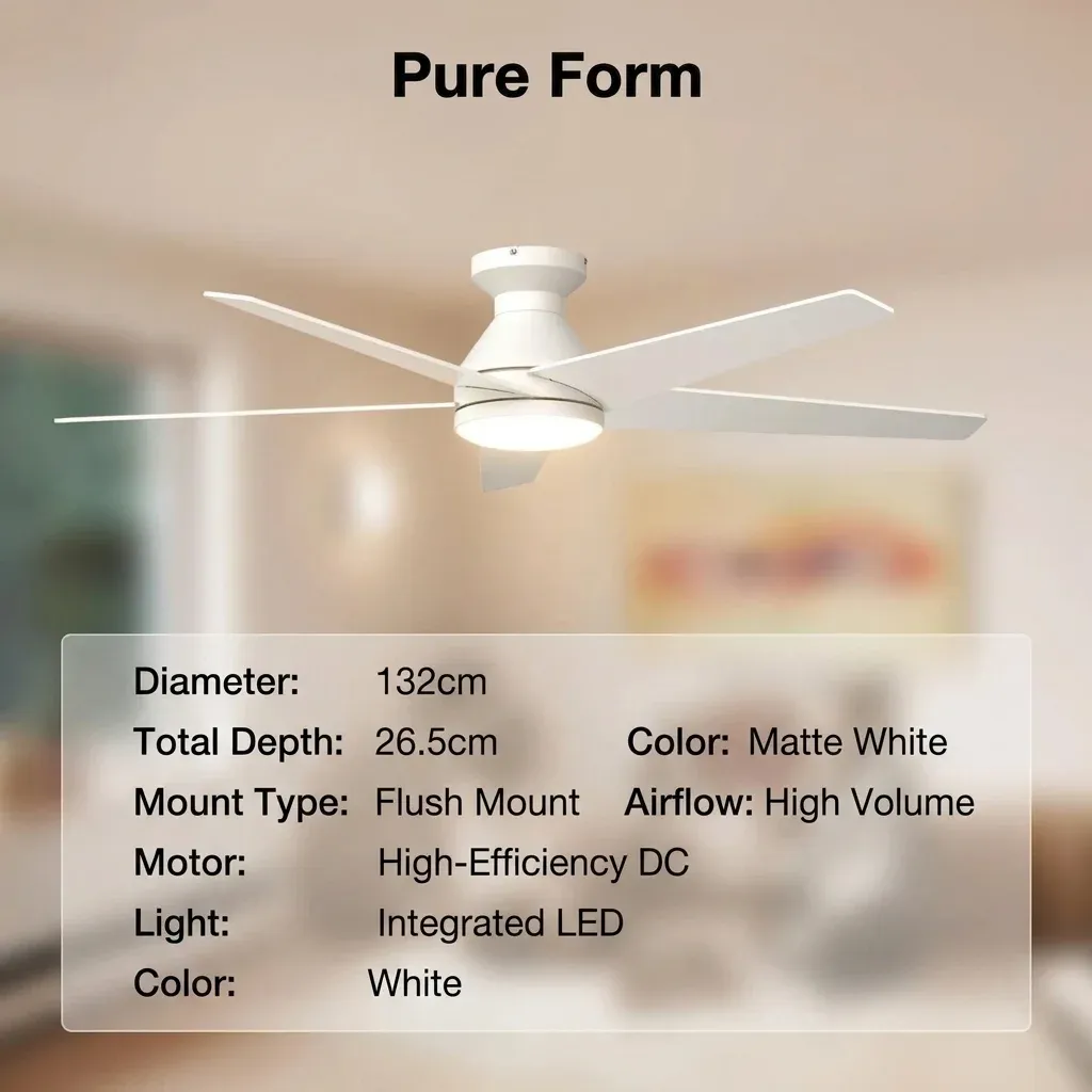 Бял таванен вентилатор с LED светлина