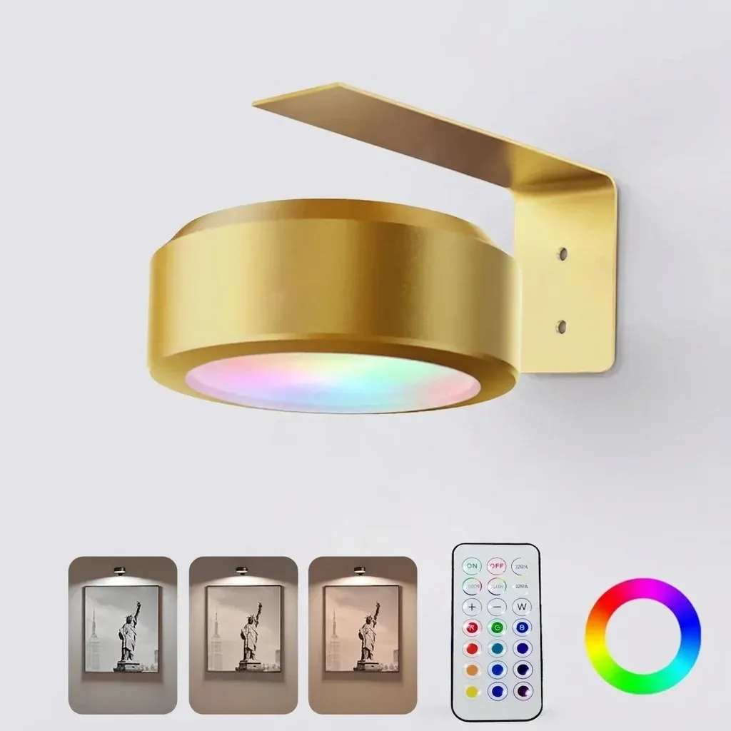 Златна магнитна LED лампа с дистанционно