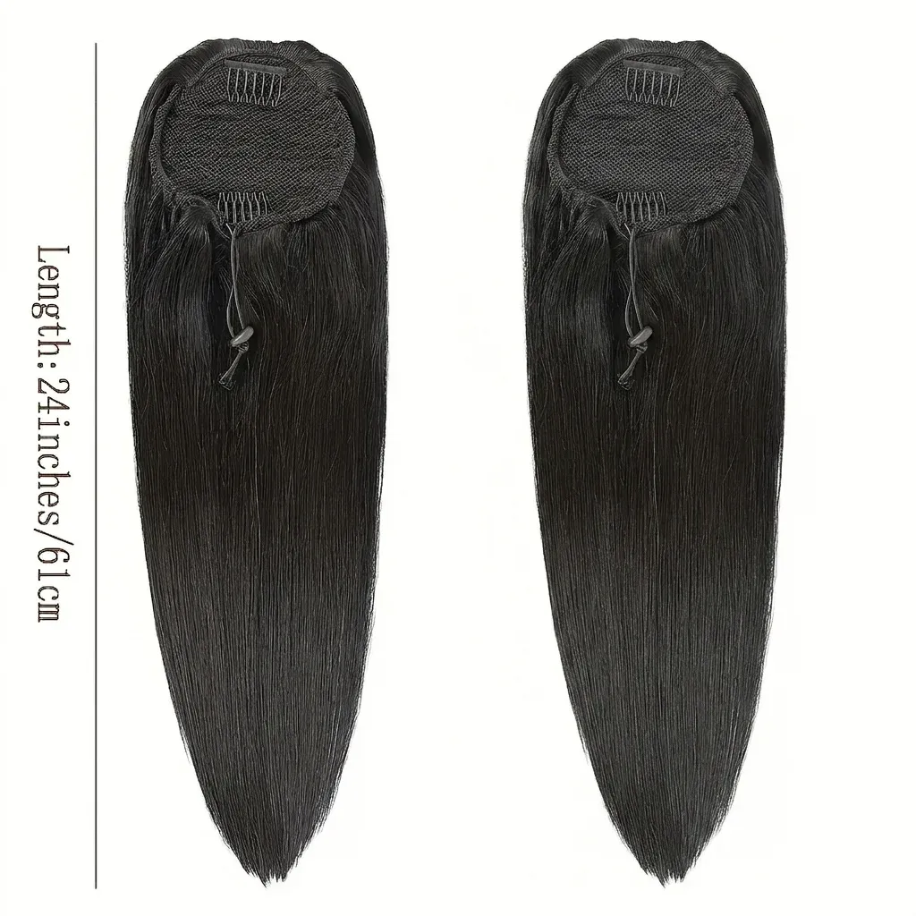 Естествена права клипс опашка с връзка