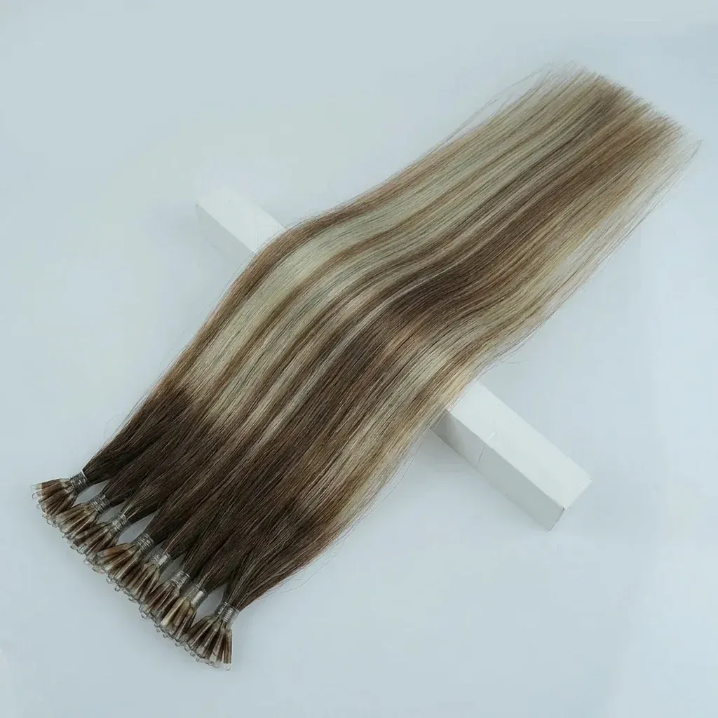 Кератинови I-tip кичури омбре русо и кафяво