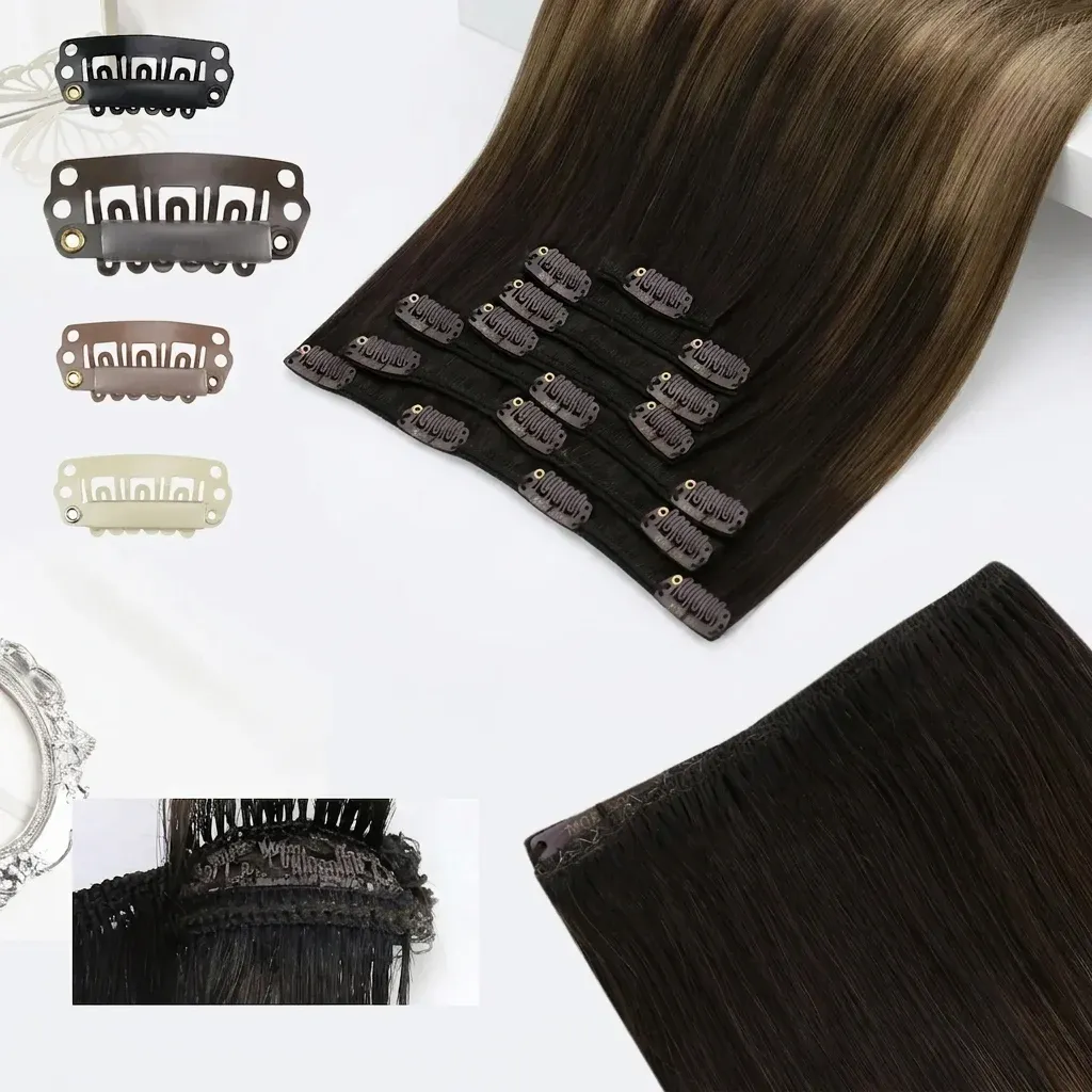 Прави клипс удължения balayage, 7 части