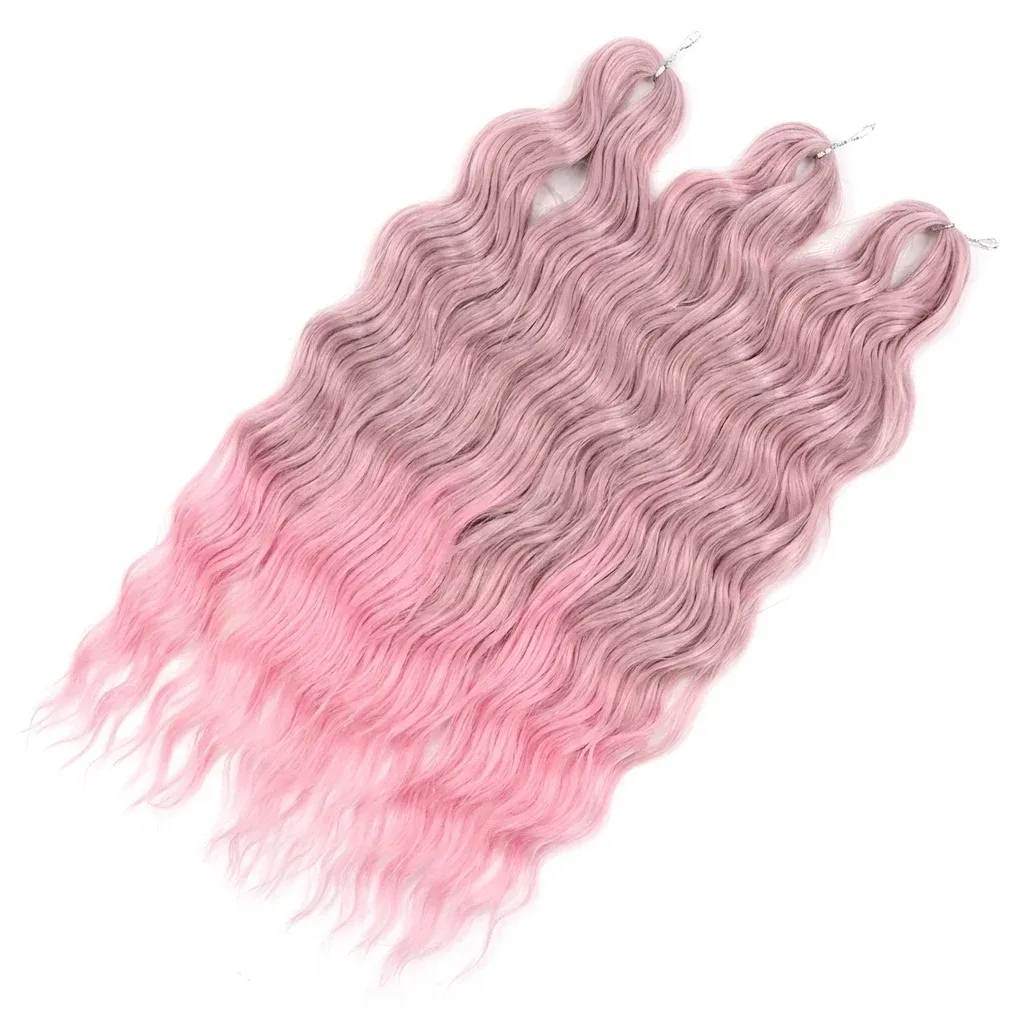 Синтетични розови къдрици омбре 24 инча