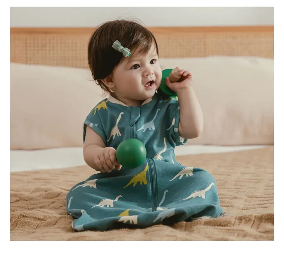 Лятна бебешка спална торба с 2-странен цип и памук