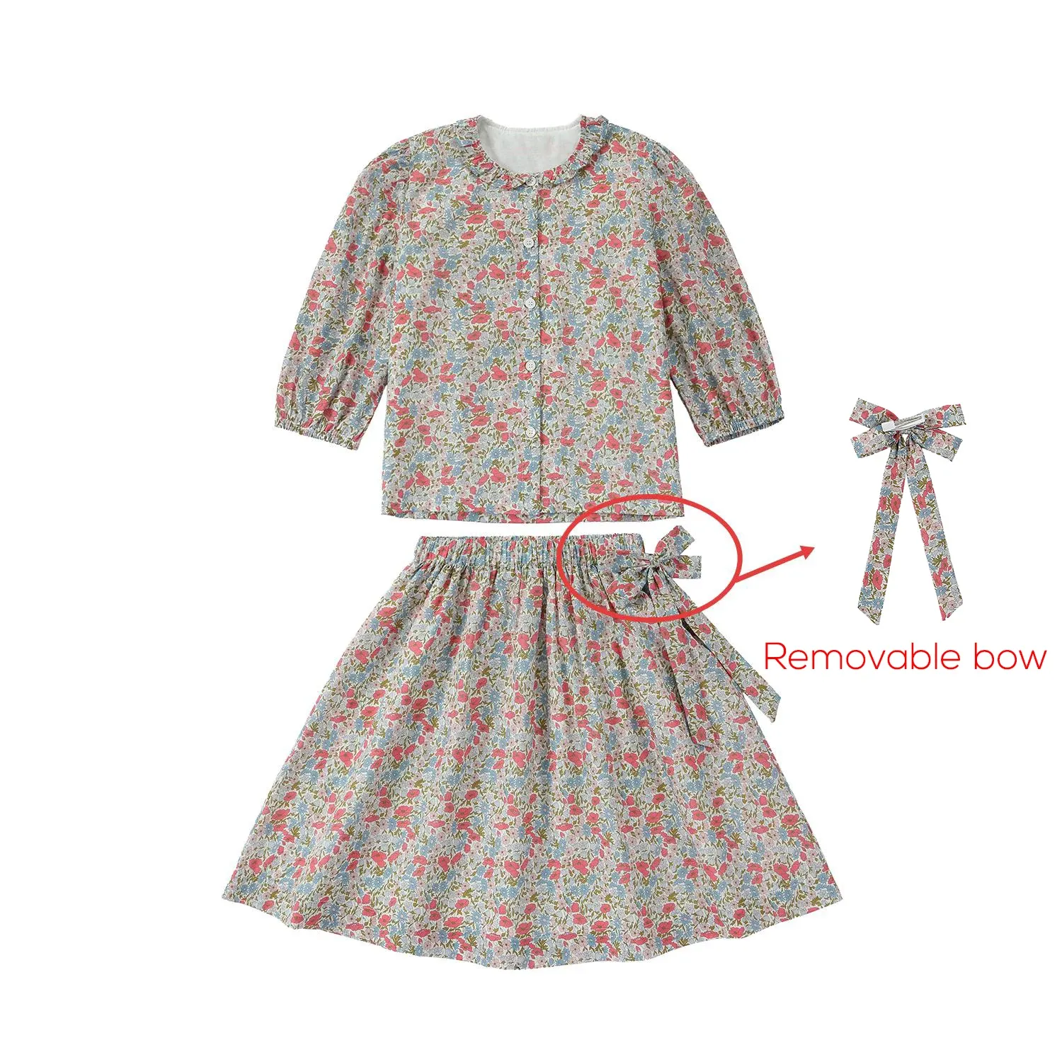 Детска пролетна рокля с бродиран комплект и памучна плетка AP