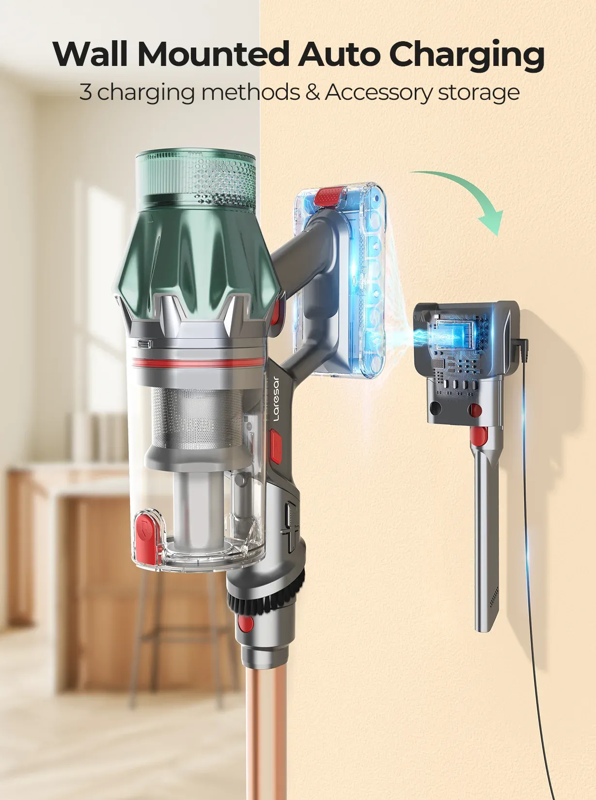 Безжична прахосмукачка Laresar V7 PRO 600W с HEPA и LCD