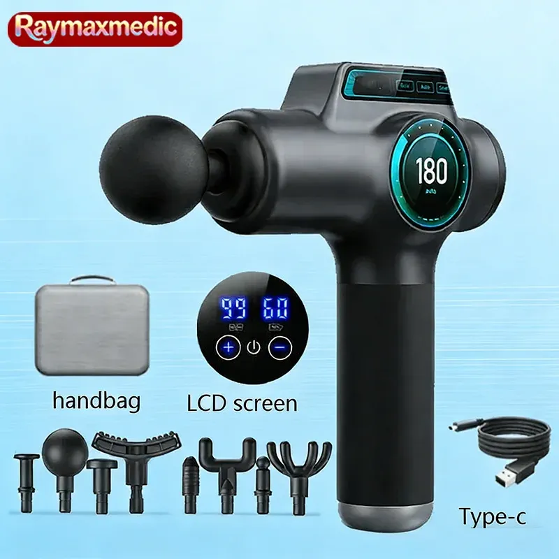 Raymax 99 Speed масажен пистолет с LED дисплей и 8 накрайника