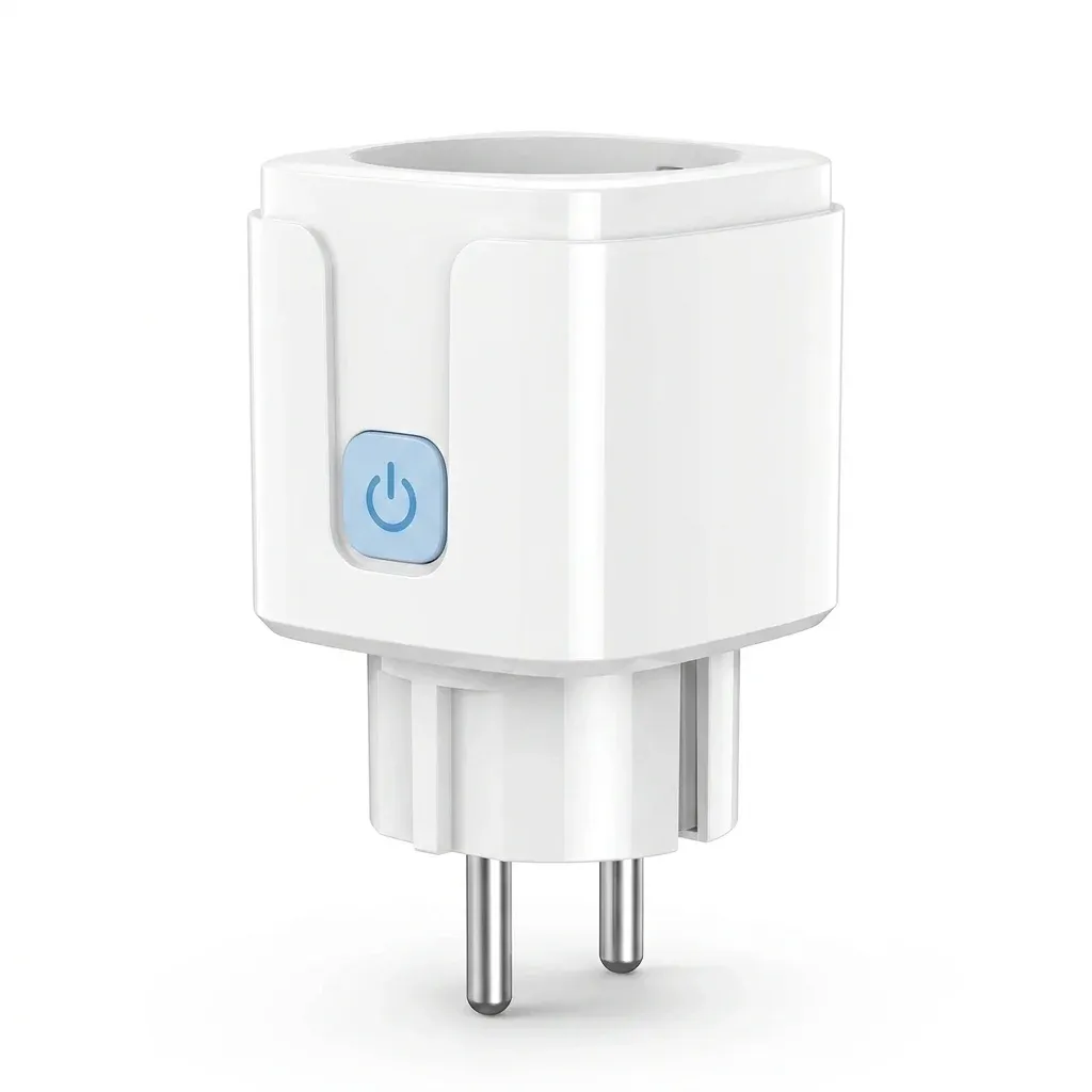 תקע חכם Tuya לבן עם כפתור כחול