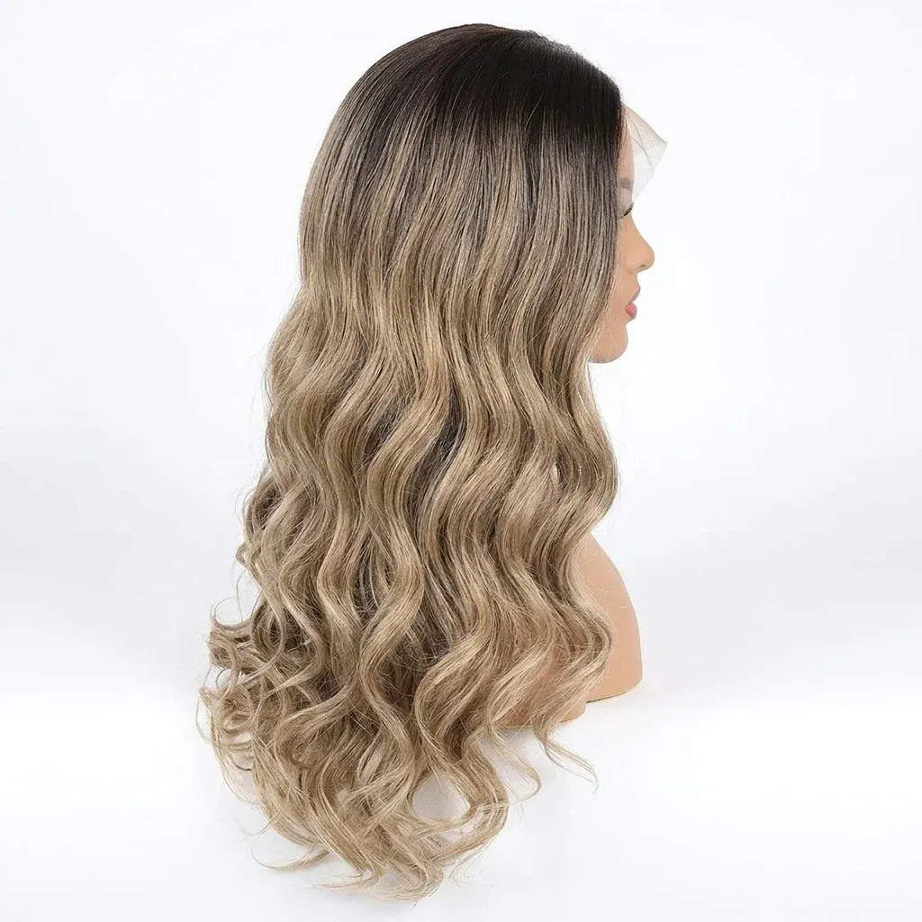 Дълга вълниста омбре lace front перука