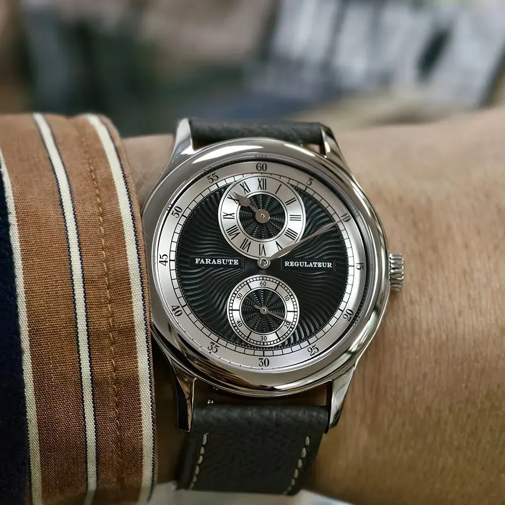FARASUTE механичен мъжки часовник с регулаторен циферблат и сапфирено стъкло