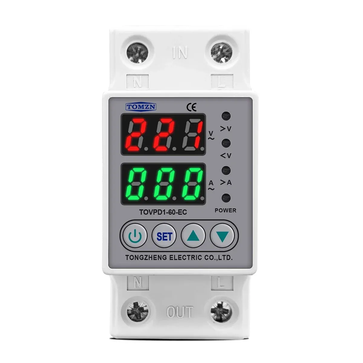 Регулируемо реле за защита от пренапрежение и поднапрежение TOMZN за DIN шина 60A