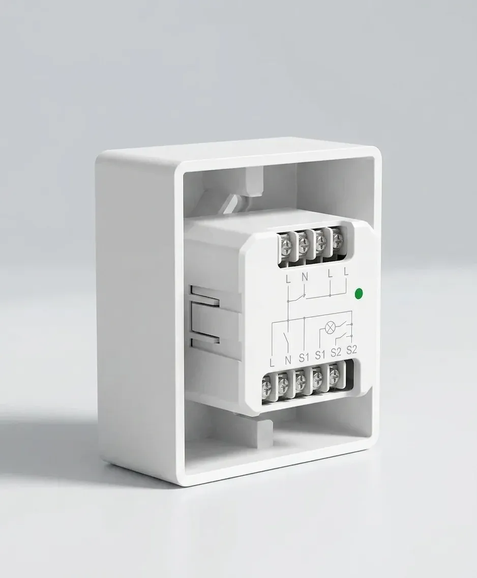 Бял смарт модул с реле отпред