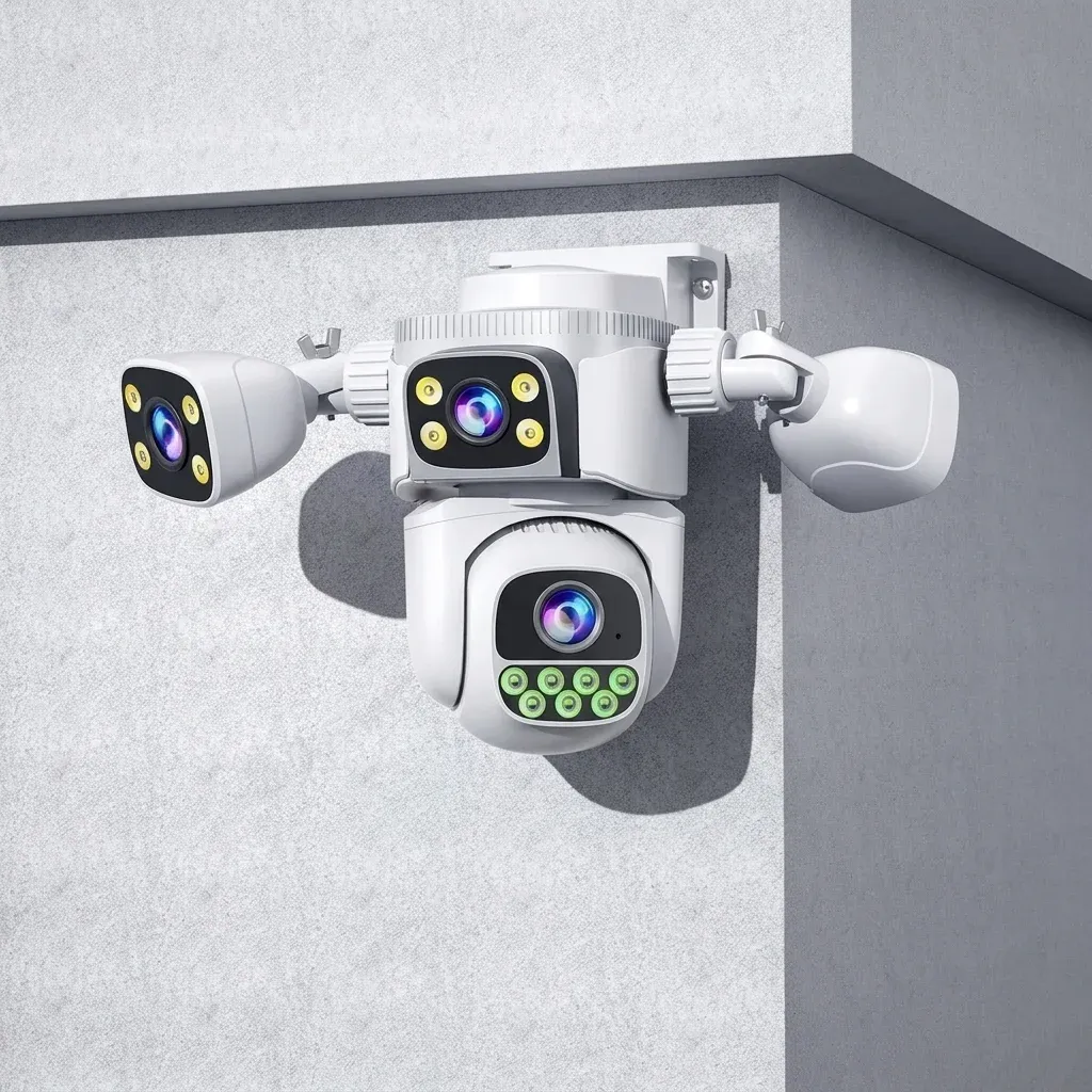 Четирилензова Wi‑Fi PTZ камера бяла