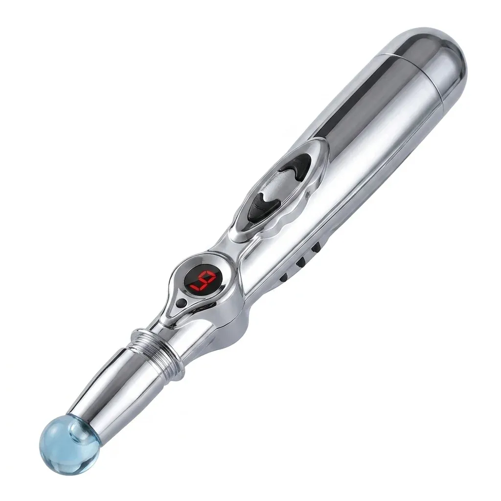 Електронна акупресурна писалка в сребрист цвят