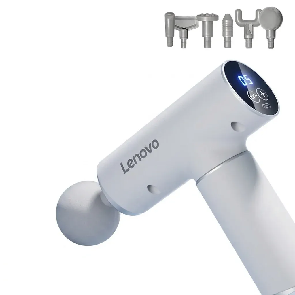 Професионален масажен пистолет Lenovo с накрайници
