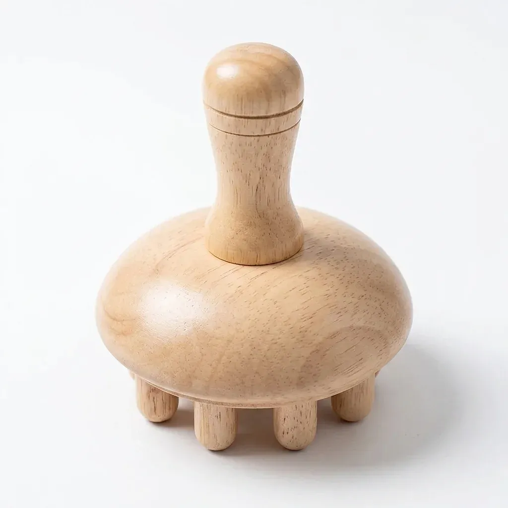 Дървен масажор за тяло с шест ролки