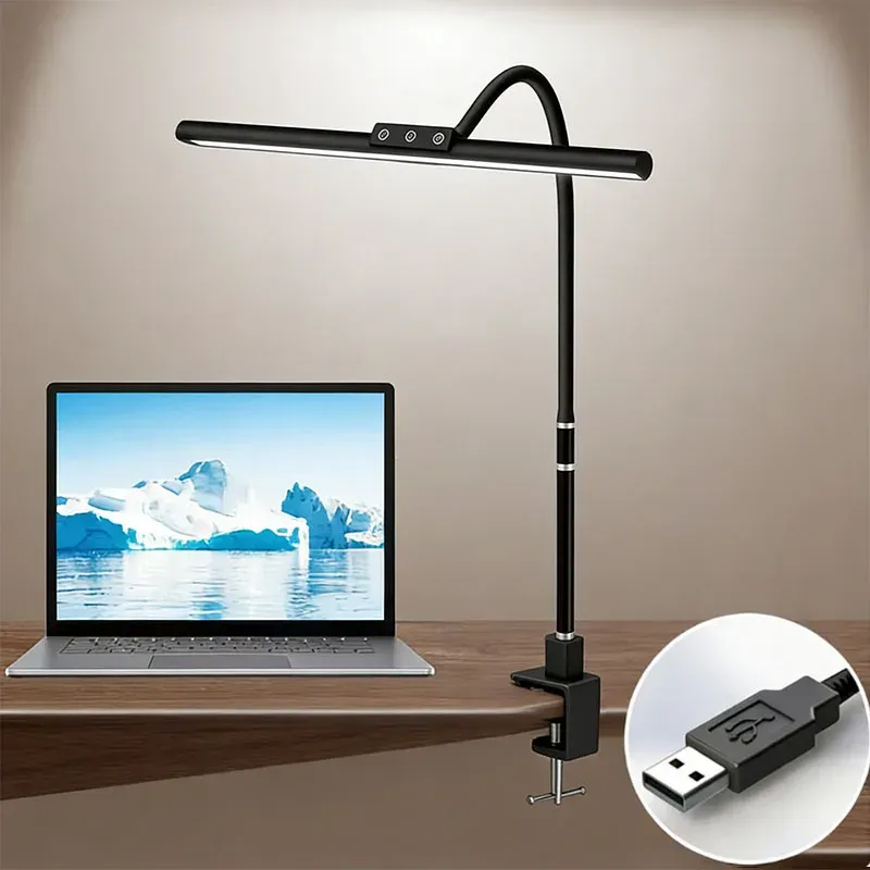 USB LED лампа с клипс, гъвкаво рамо и 5 цветни режима