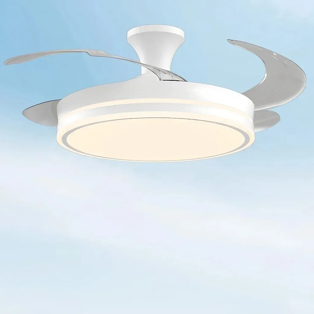 Бял таванен вентилатор с LED осветление