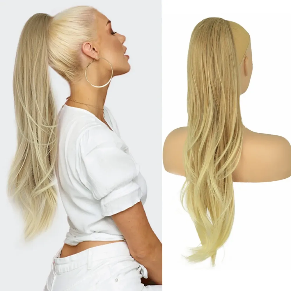 Синтетичен опашен екстеншън 26 инча с естествена вълна и връзка