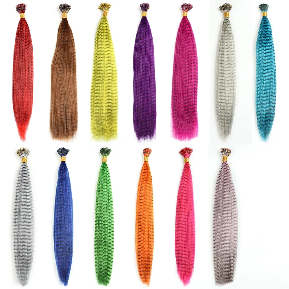 Цветни синтетични кичури тип Feather, 10 броя